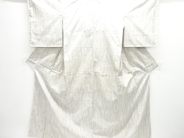 JAPANESE KIMONO / WHITE OSHIMA TSUMUGI (5 maruki) / WOVEN ABSTRACT PATTERN 